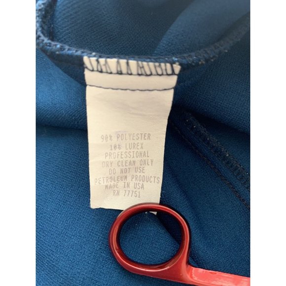 90s Vintage Betsey Johnson Blue Glitter Black Label Dress Party Mod 60s Medium - Picture 9 of 11